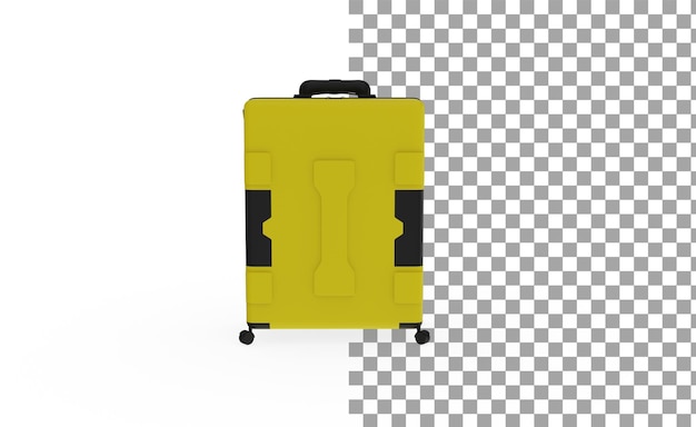 Vue de face de bagages jaune sans ombre rendu 3d