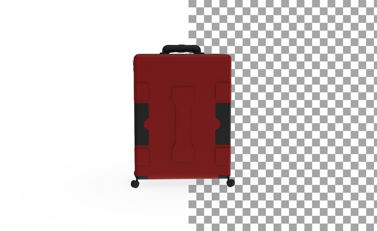 PSD vue de face des bagages rouge sans ombre rendu 3d