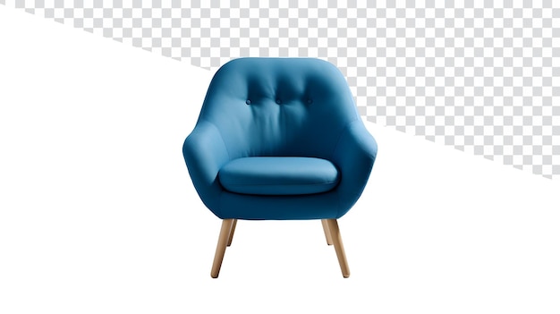 Vue de face de la chaise bleue de style sans couture dans la photographie de produits sur fond transparent