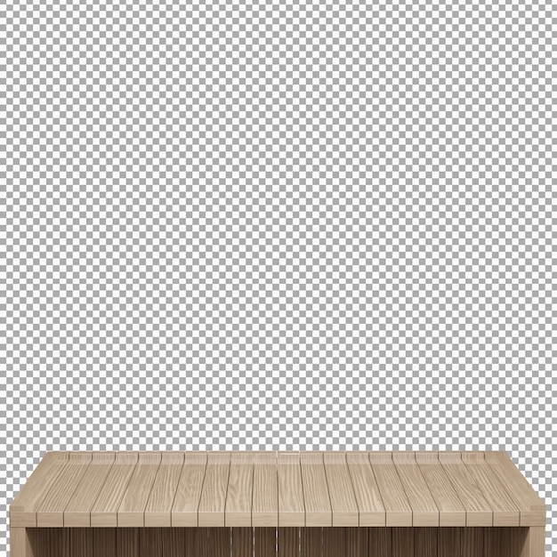 Vue de face de dessus de table en bois réaliste rendu 3d isolé