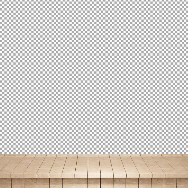 Vue de face de dessus de table en bois réaliste rendu 3d isolé