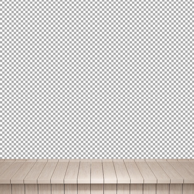 Vue de face de dessus de table en bois réaliste rendu 3d isolé