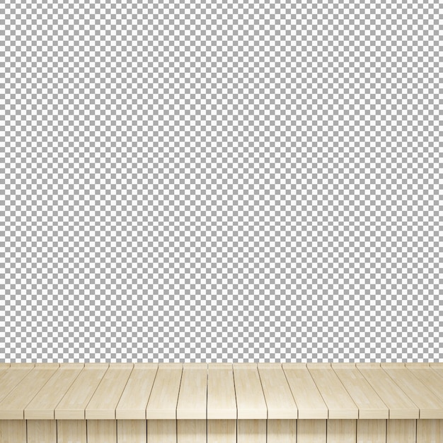 Vue de face de dessus de table en bois réaliste rendu 3d isolé