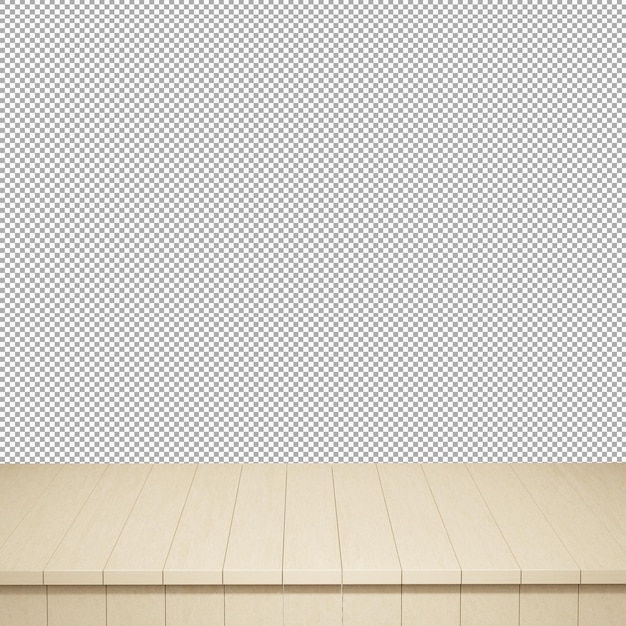 Vue de face de dessus de table en bois rendu 3d isolé