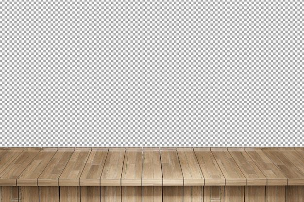 Vue de face de dessus de table en bois rendu 3d isolé
