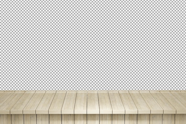 Vue de face de dessus de table en bois rendu 3d isolé