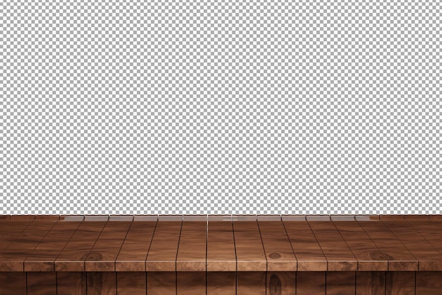 Vue de face de dessus de table en bois rendu 3d isolé