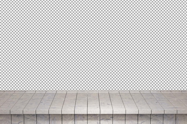 Vue de face de dessus de table en bois rendu 3d isolé