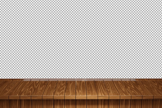 Vue de face de dessus de table en bois rendu 3d isolé