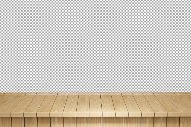 Vue de face de dessus de table en bois rendu 3d isolé