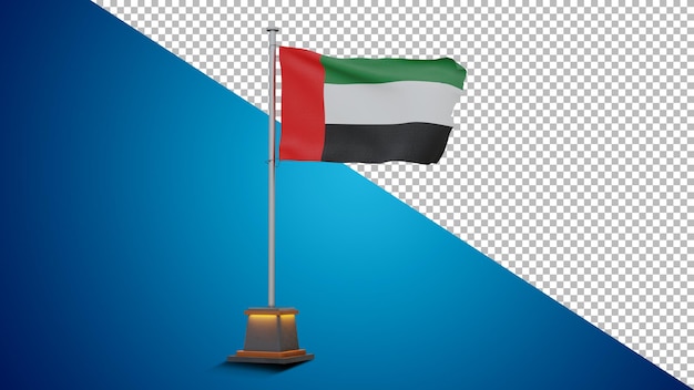 PSD vue de face du drapeau des émirats arabes unis texturé 3d