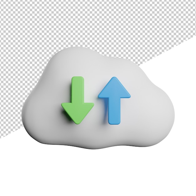 Vue de face du fichier de base de données cloud illustration d'icône de rendu 3d sur fond transparent