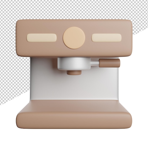 Vue de face du processus de machine à café illustration d'icône de rendu 3d sur fond transparent