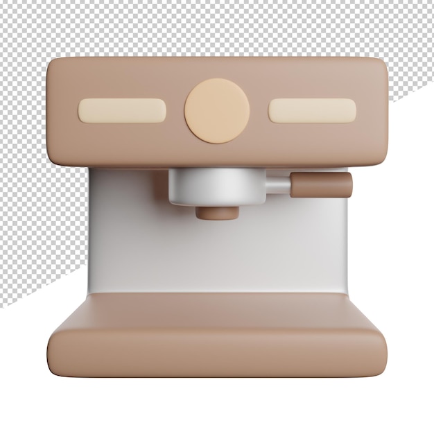 PSD vue de face du processus de machine à café illustration d'icône de rendu 3d sur fond transparent