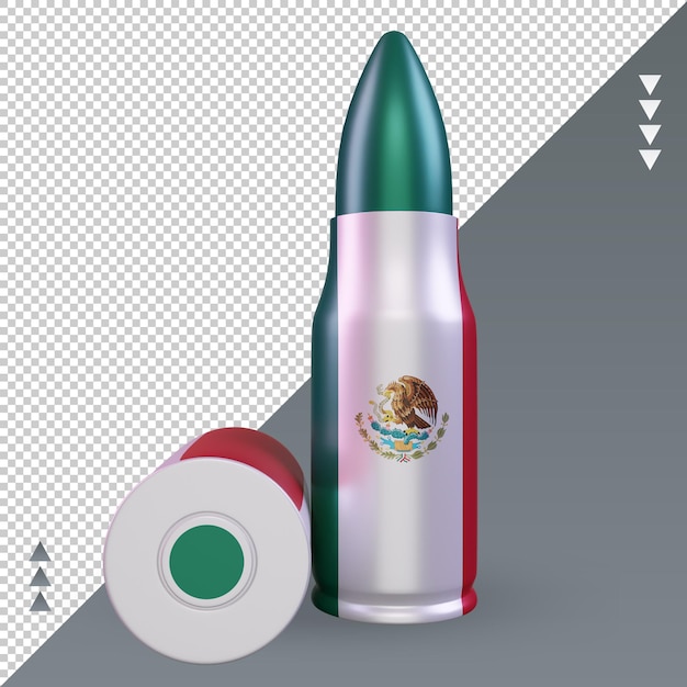 PSD vue de face du rendu 3d du drapeau du mexique