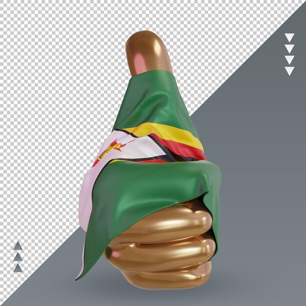 PSD vue de face du rendu 3d du drapeau du zimbabwe