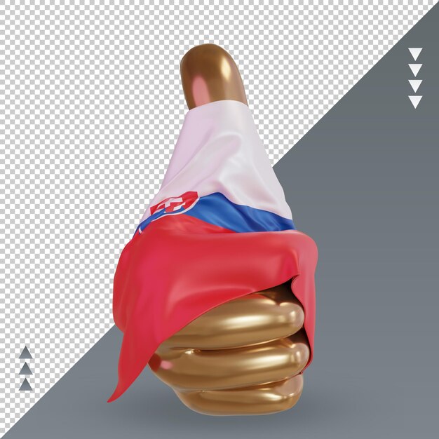 PSD vue de face du rendu 3d du drapeau de la slovaquie