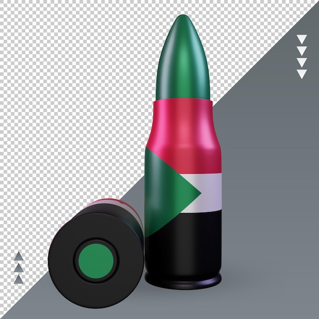 Vue de face du rendu 3d du drapeau soudanais