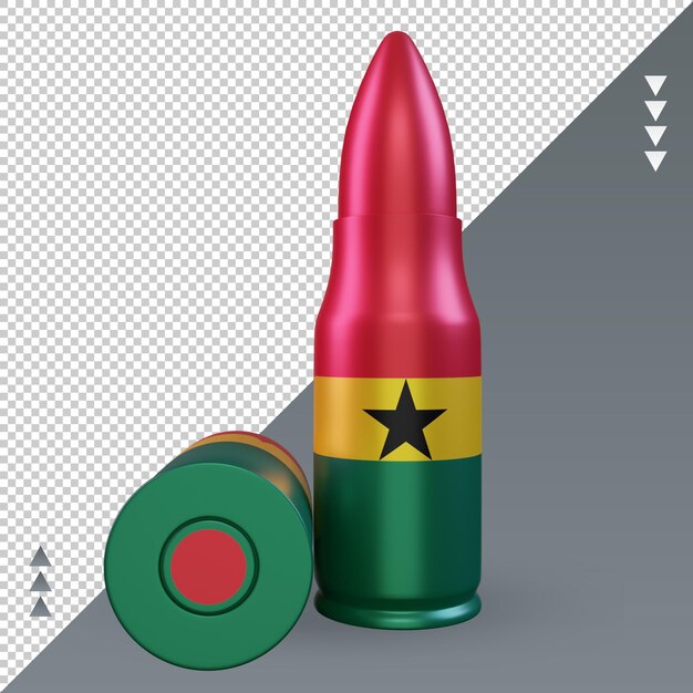 Vue de face du rendu du drapeau ghanéen balle 3d