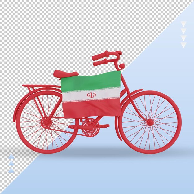 Vue de face du rendu du drapeau de l'Iran à vélo 3d