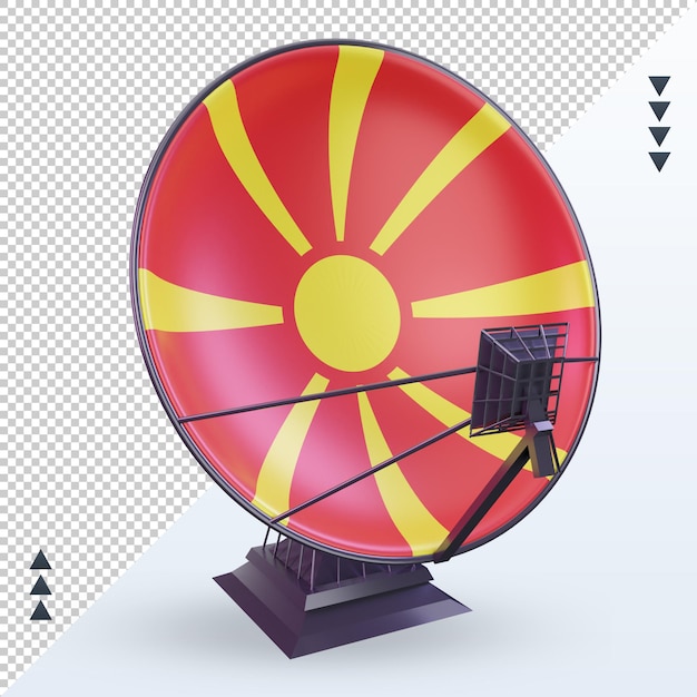 Vue de face du rendu du drapeau de la Macédoine du Nord par satellite 3D