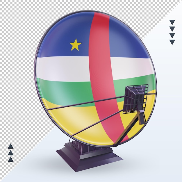 Vue de face du rendu du drapeau de la République centrafricaine par satellite 3D