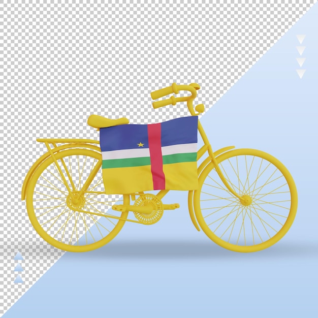 Vue de face du rendu du drapeau de la République centrafricaine à vélo 3d