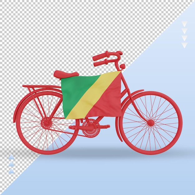 Vue de face du rendu du drapeau de la République du Congo à vélo 3d
