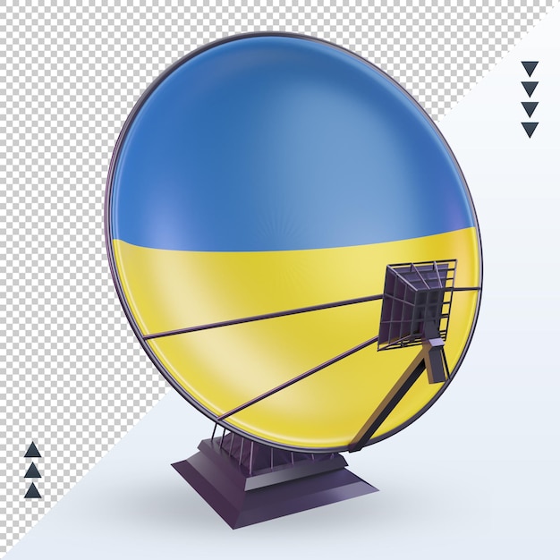 PSD vue de face du rendu du drapeau de l'ukraine par satellite 3d