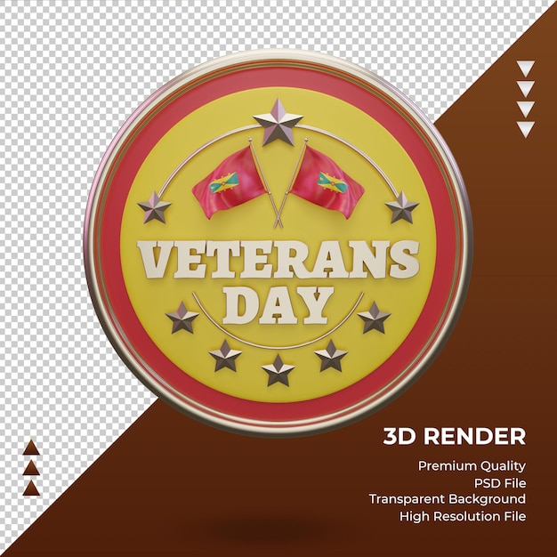 PSD vue de face du rendu de la grenade 3d veterans day