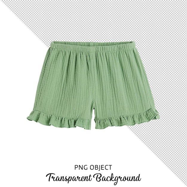 PSD vue de face du short femme basique vert isolé