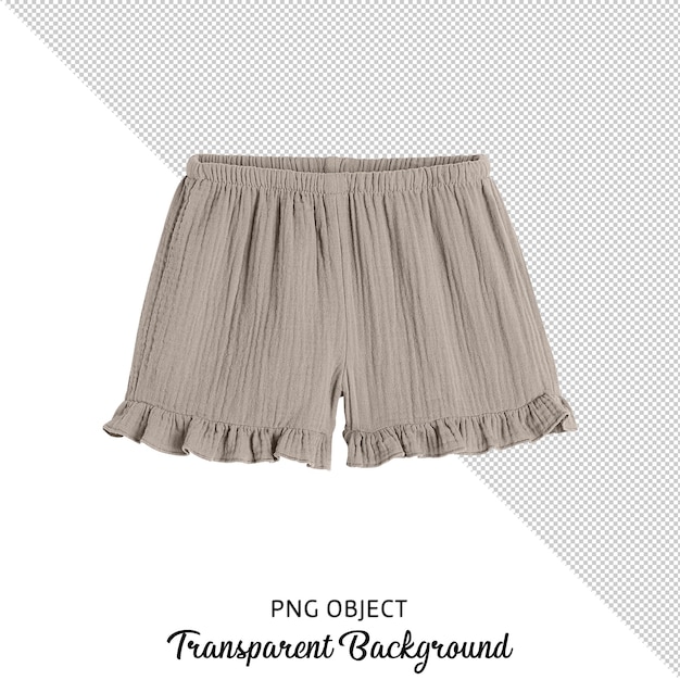 PSD vue de face du short femme en lin marron sur fond transparent