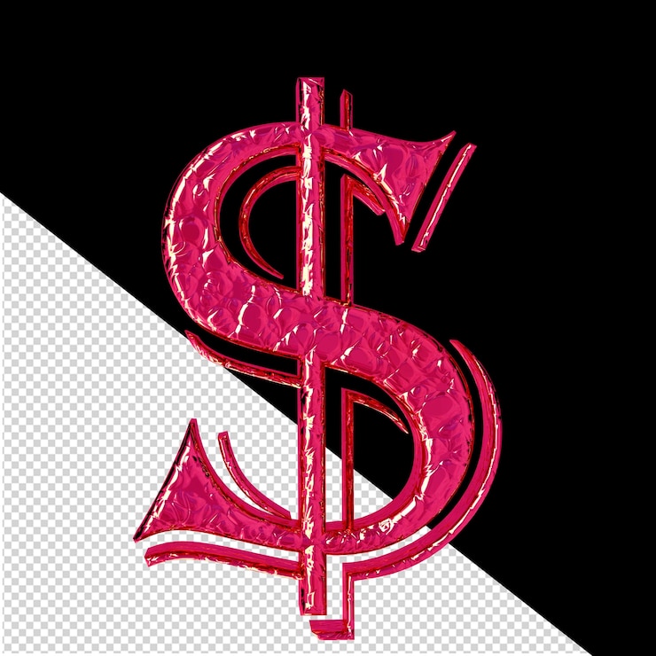 PSD vue de face du symbole 3d rose cannelé