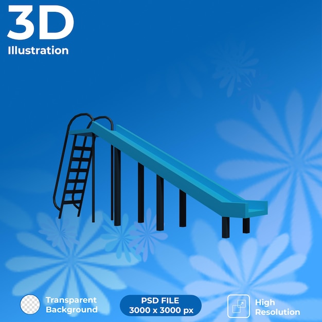 Vue de face du terrain de jeu de diapositives de rendu 3D