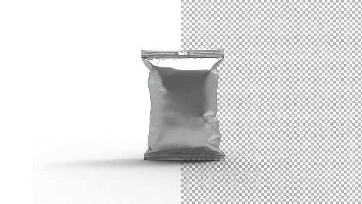PSD vue de face de l'emballage en aluminium avec rendu 3d ombre