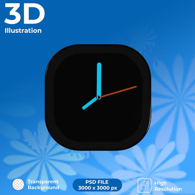 Vue De Face De L'horloge De Rendu 3d