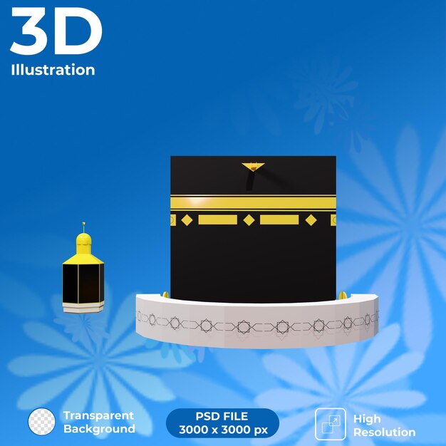 Vue de face de Kaaba de rendu 3D