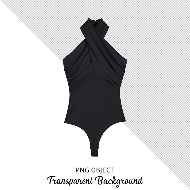 PSD vue de face de la maquette de maillot de bain femme noire de base isolée sur fond transparent