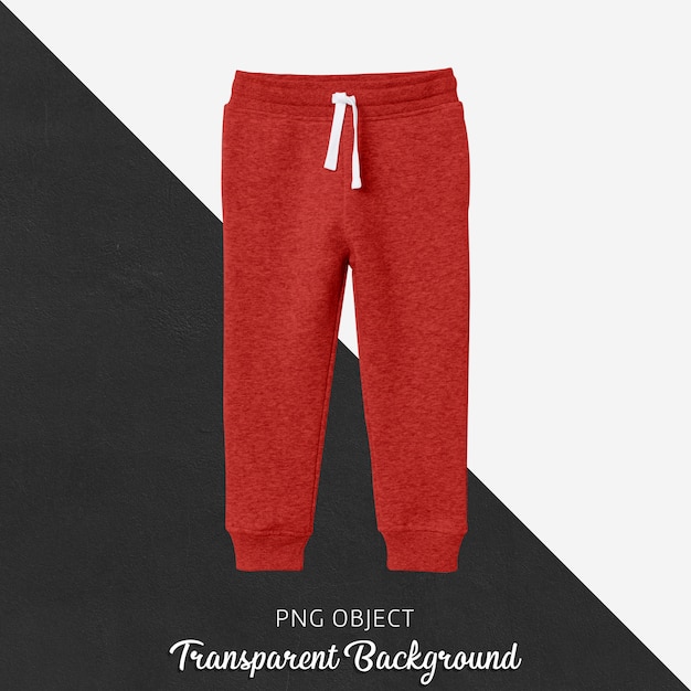 Vue de face de la maquette de pantalons de survêtement enfants rouges