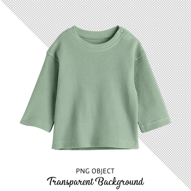 PSD vue de face de la maquette de sweat-shirt bébé basique vert isolé sur fond transparent