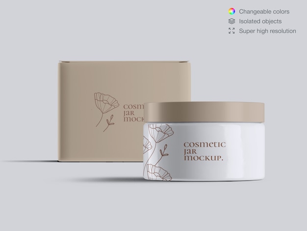 Vue De Face Pot De Crème Cosmétique En Plastique Pour Le Visage Et Modèle De Maquette De Boîte De Crème