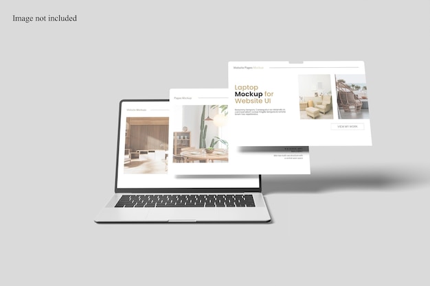 Vue de face pour ordinateur portable et maquette d'écran pour présenter votre conception d'interface utilisateur aux clients
