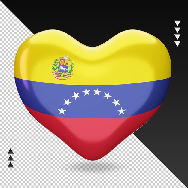 Vue De Face De Rendu 3d De Foyer De Drapeau Du Venezuela D'amour