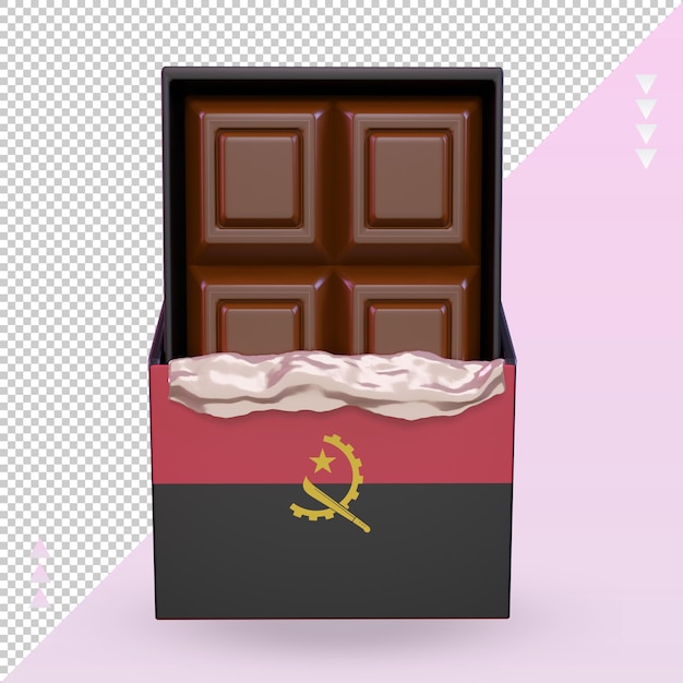 Vue de face de rendu du drapeau angolais chocolat 3d