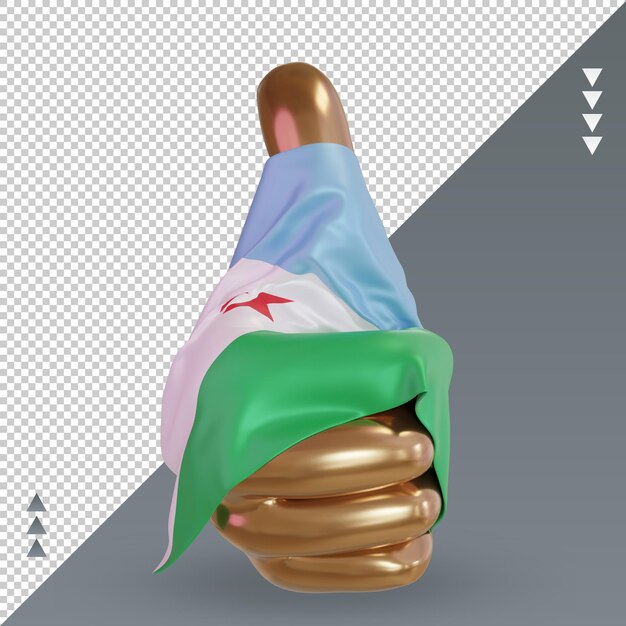 Vue De Face De Rendu Du Drapeau Djibouti Pouce 3d