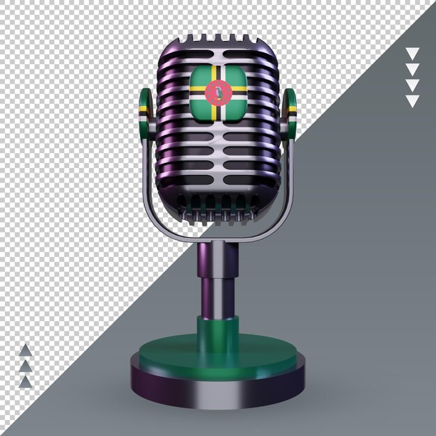 Vue De Face De Rendu Du Drapeau De La Dominique Microphone 3d