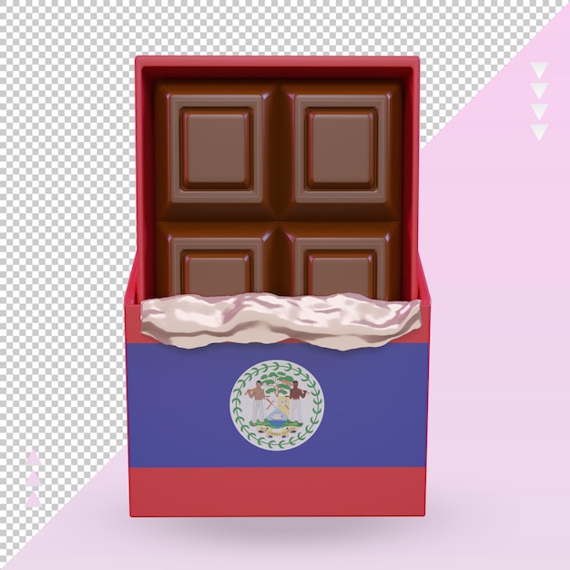 Vue De Face De Rendu Du Drapeau Du Belize Chocolat 3d