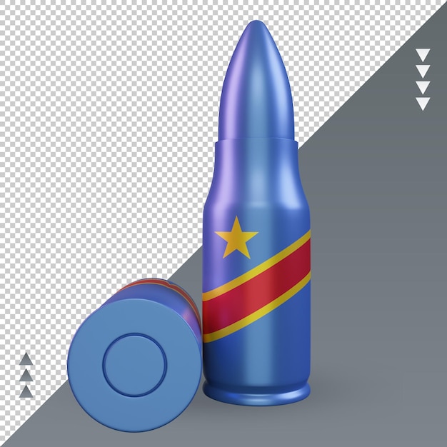 PSD vue de face de rendu du drapeau du congo démocratique balle 3d