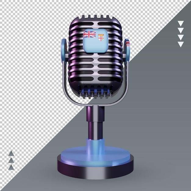 Vue de face de rendu du drapeau fidji microphone 3d