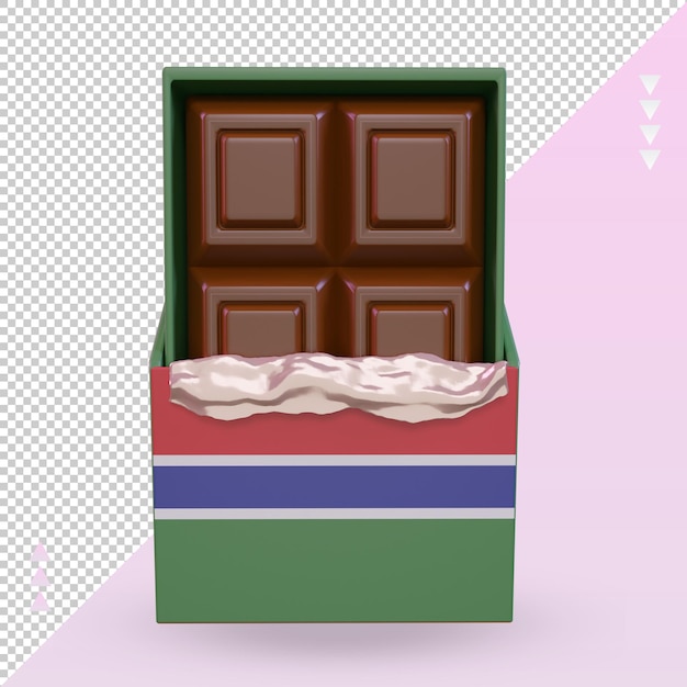 Vue de face de rendu du drapeau Gambie chocolat 3d